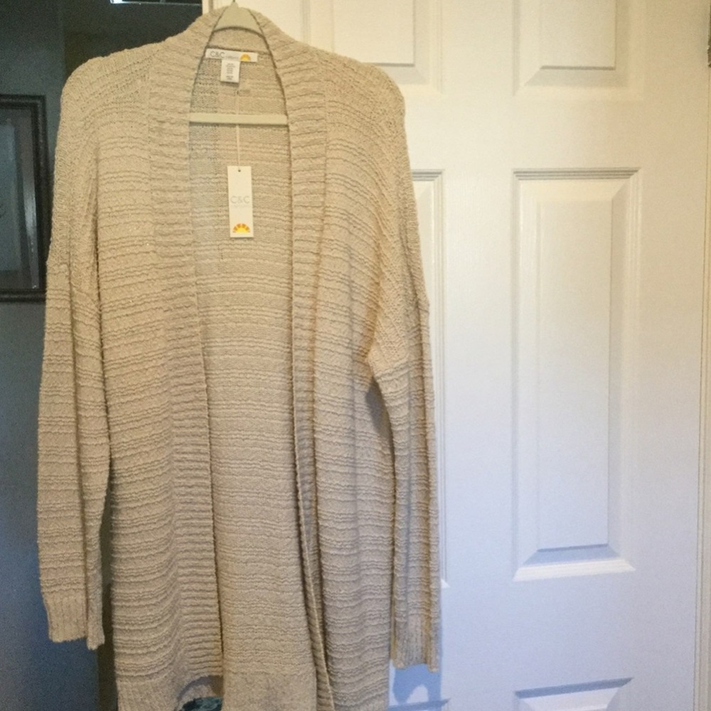Cream Open-Front Cardigan